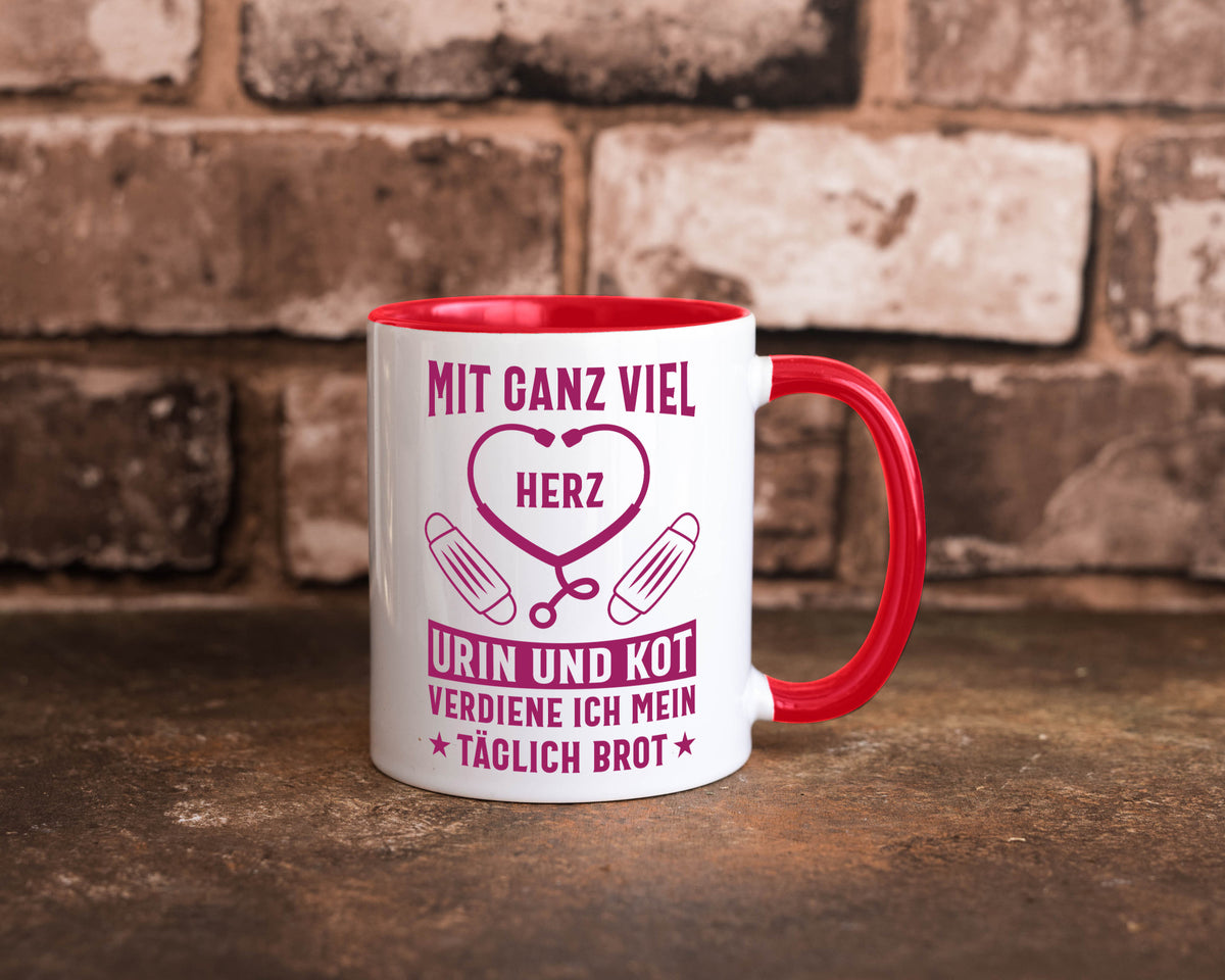 Herz, Urin, Kot, damit verdien ich mein Brot | Stethoskop Geschenk Humor Tasse