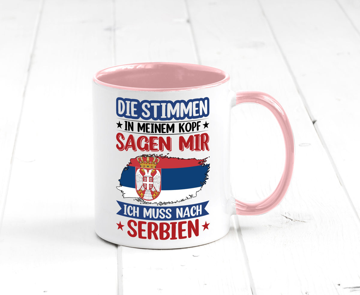 Serbien | Urlaub Stimmen in meinem Kopf Traumland v2 Geschenk Humor Tasse