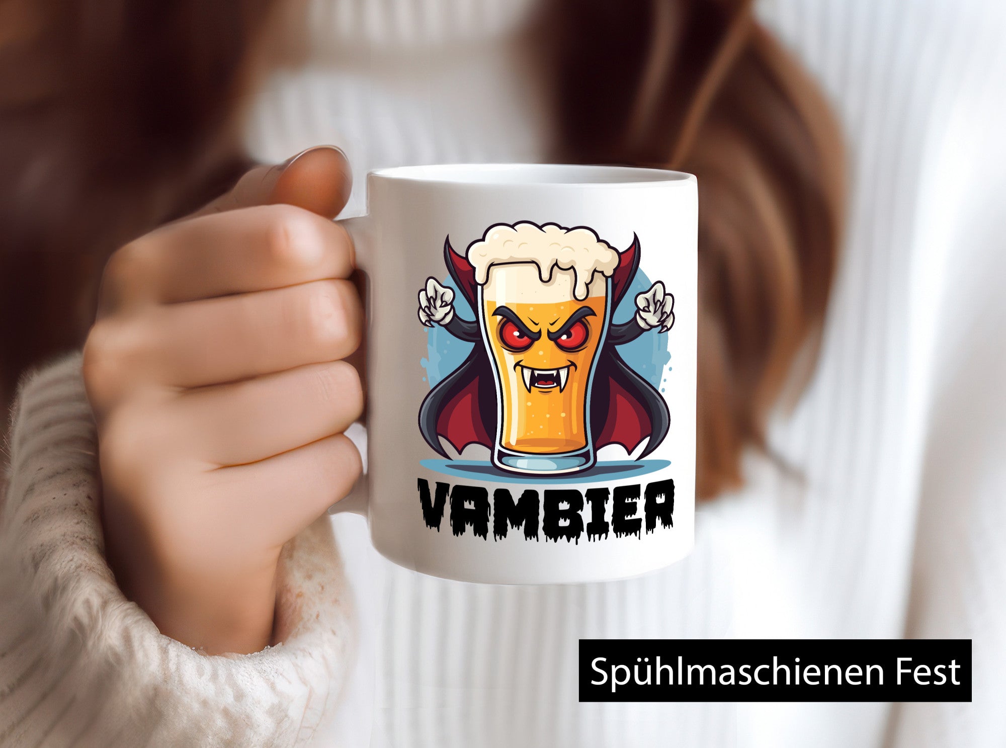 Vambier | Helloween Fledermaus mit Bier Geschenkidee Humor Tasse