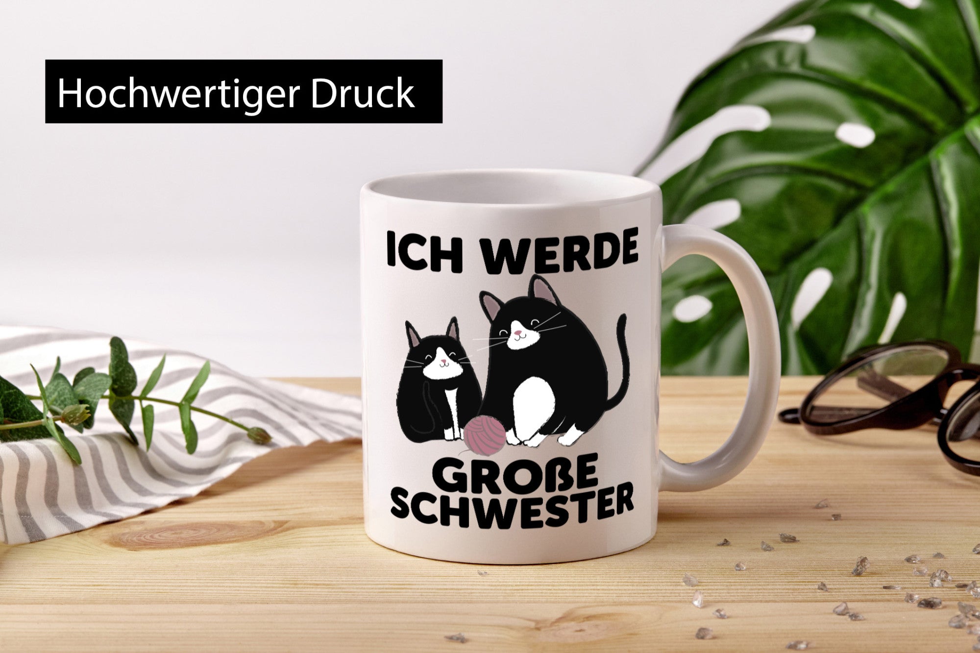 Ich werde große Schwester | Katze Wollknäuel lustiger Spruch Geschenk