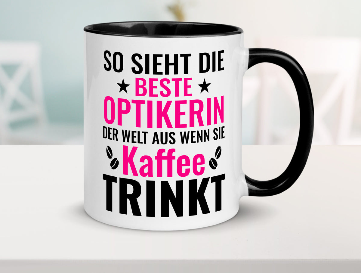 Kaffee trinkt: Optikerin | Augenoptik Geschenkidee Humor Tasse
