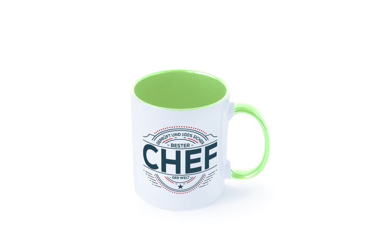 Geprüft und sicher: Chef | Führungskraft Vorgesetzter lustig Arbeit Kollegen Tasse