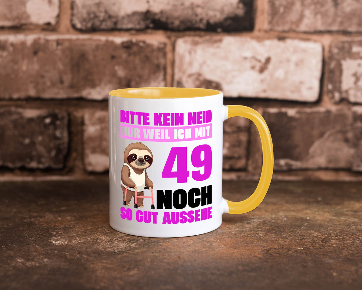 49. Geburtstag | Bitte kein neid Faultier 49 Jahre Humor Geschenkidee Tasse