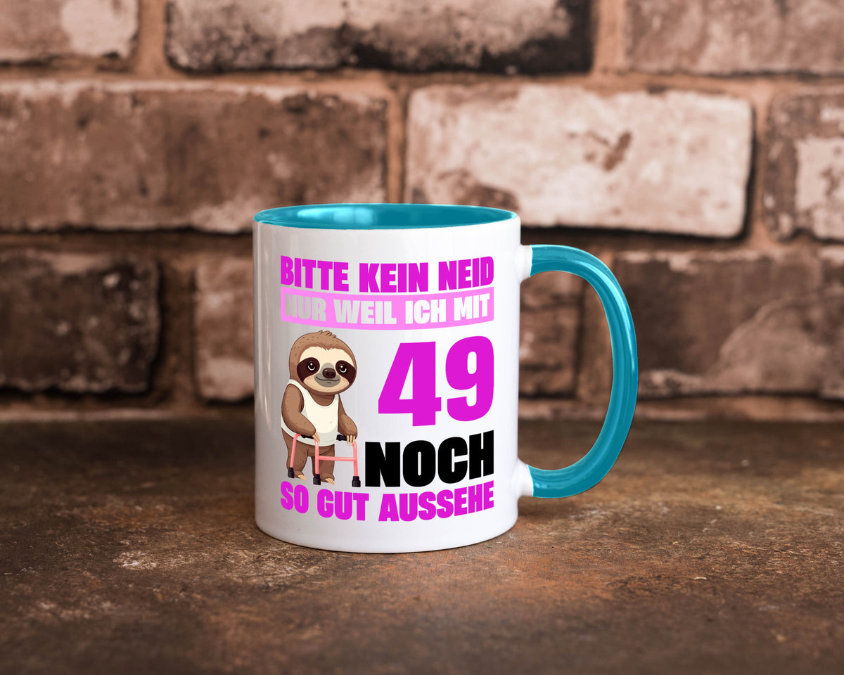 49. Geburtstag | Bitte kein neid Faultier 49 Jahre Humor Geschenkidee Tasse