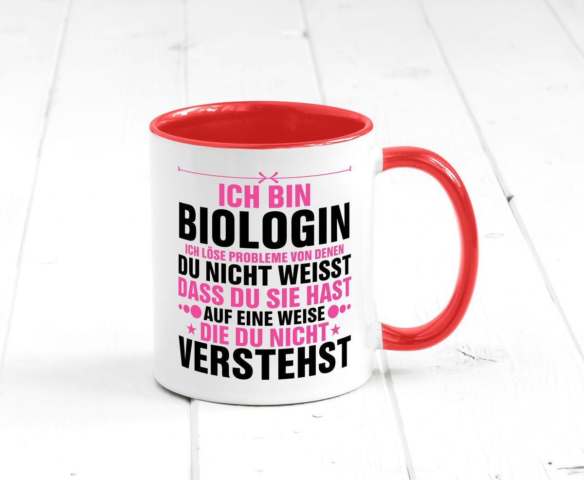 Löse Probleme: Biologin | Biologie Naturforscherin lustig Humor Geschenkidee Tasse