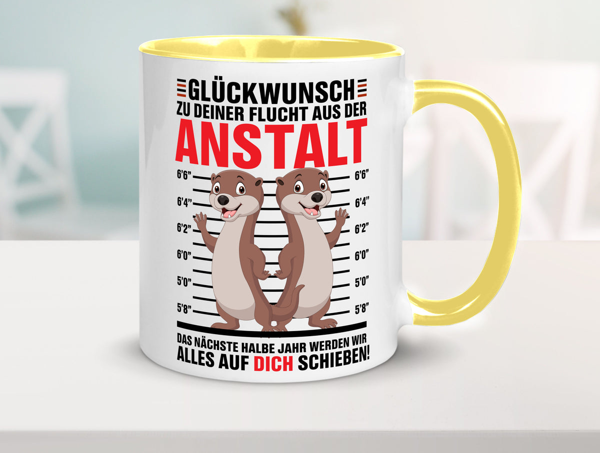 Glückwunch zur Flucht | Jobwechsel Arbeitskollegen Geschenk Arbeit Kollegen Tasse