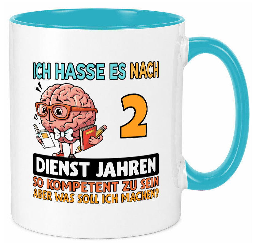 2 Dienstjahre | Arbeit Kompetent lustig Kollegen Büro Geschenk Tasse
