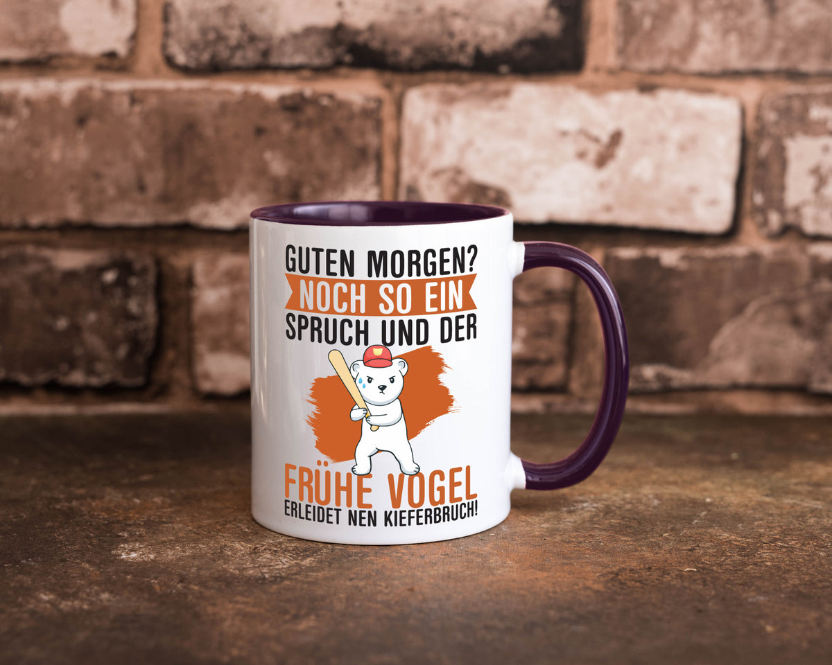 Guten Morgen | Bär Der frühe Vogel erledidet Kiferbruch Humor Geschenkidee Tasse