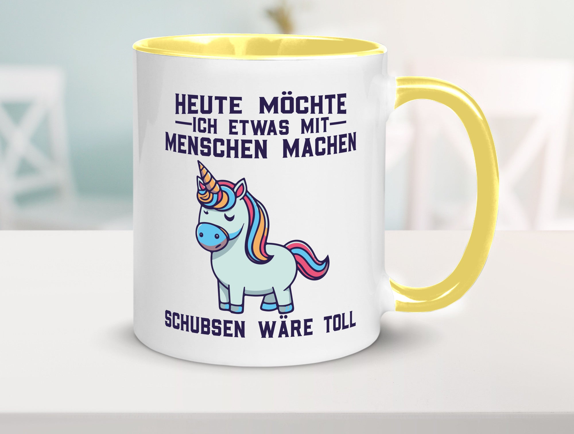 Heute möchte ich Menschen schubsen | Einhorn v2 Geschenk Humor Geschenkidee