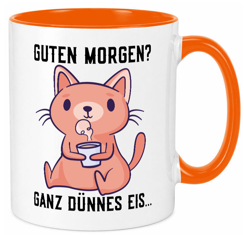 Guten Morgen | Morgenmuffel Dünnes Eis Katze mit Pulli Geschenk Tierliebhaber Tasse