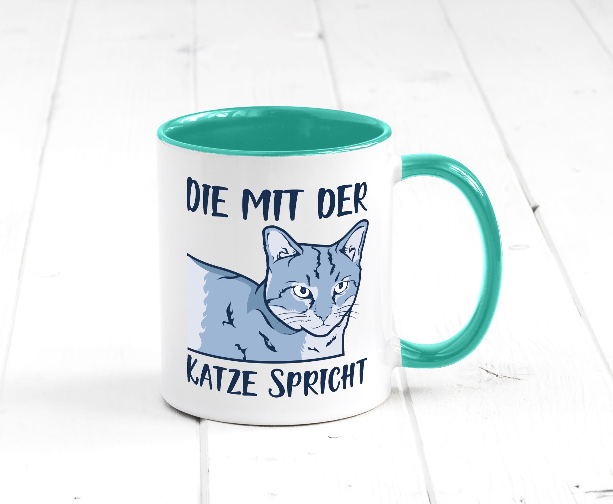 Die mit der Katze spricht | Humor Tierliebhaber Geschenkidee Tasse