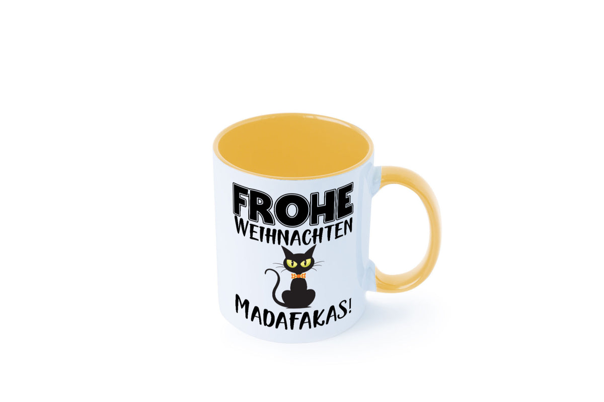 Frohe Weihnachten Madafakas! | Katze Tasse Vintage lustiger Spruch Geschenk