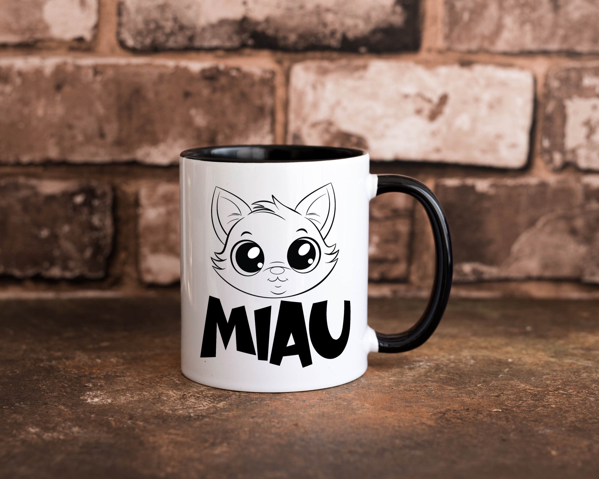 Miau | Katze Geschenkidee Tierliebhaber Humor Tasse