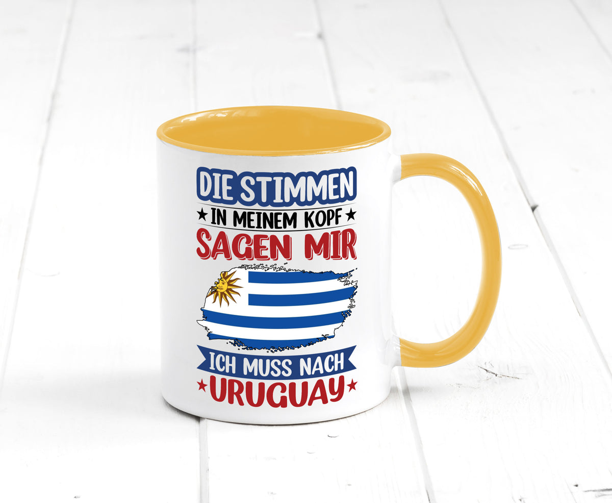 Uruguay | Urlaub Stimmen in meinem Kopf Traumland Geschenk Humor Geschenkidee Tasse