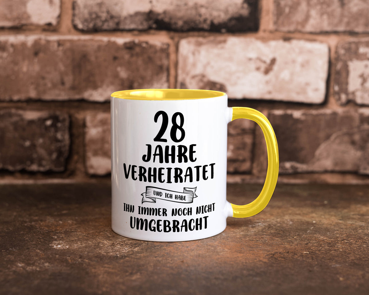 28 Jahre Verheiratet, immer noch am Leben! Geschenkidee Humor Tasse