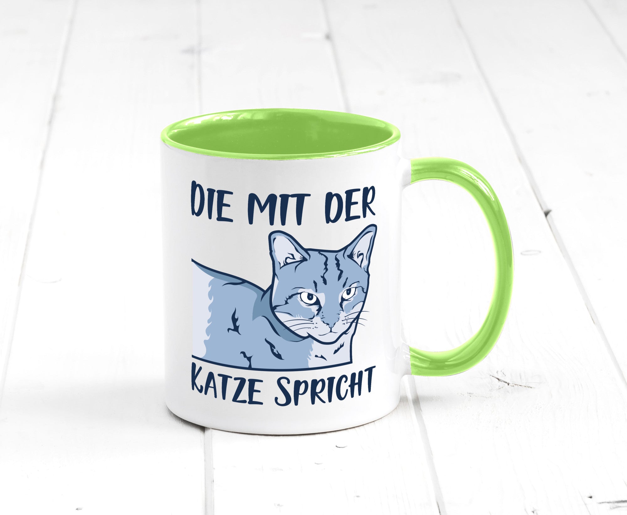 Die mit der Katze spricht | Humor Tierliebhaber Geschenkidee Tasse