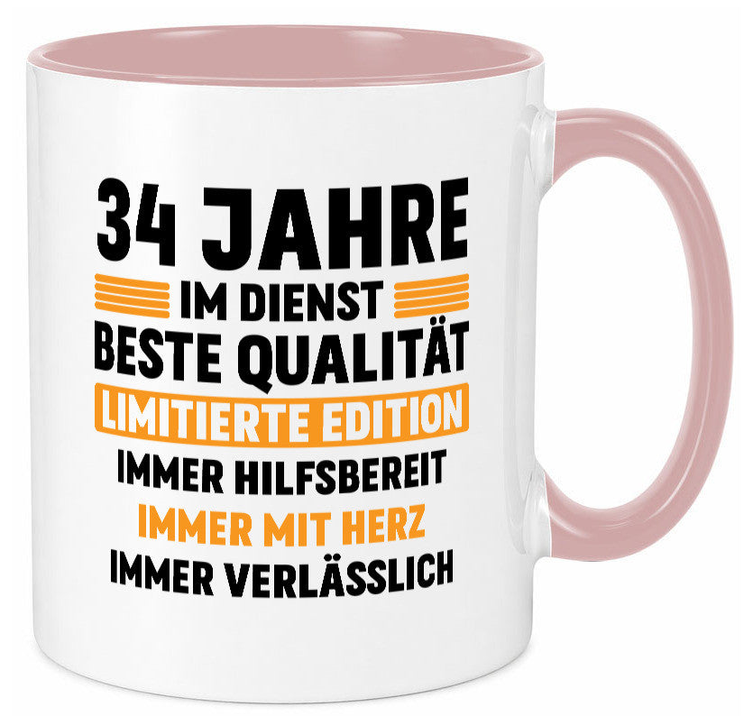 34 Jahre im Dienst | Jubiläum Arbeit v2 Humor Kollegen Büro Geschenkidee Tasse
