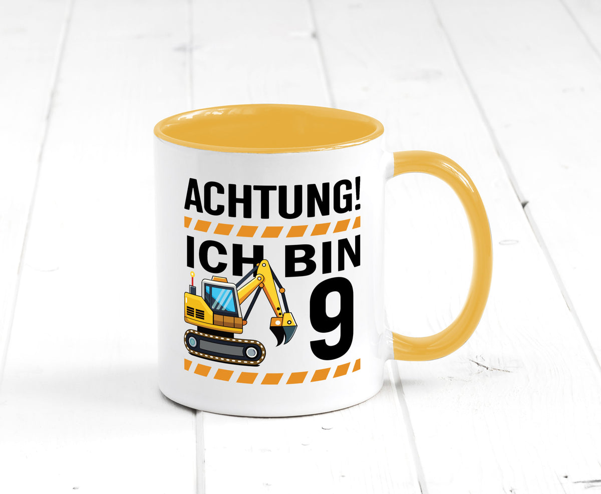 9 Geburtstag Ich bin | Bagger Junge lustiger Spruch Geschenk Geschenkidee Tasse