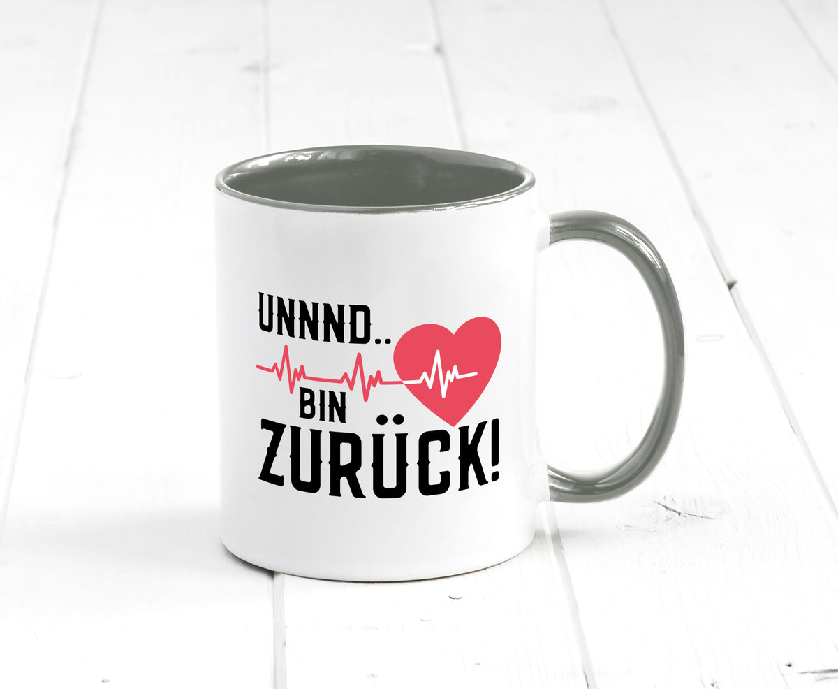 Bin zurück | Herzschlag Reanimation Puls Arzt Klinik Geschenk Humor Tasse