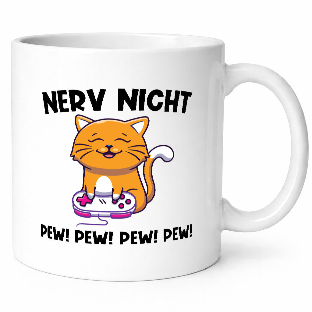Nerv nicht pew | Katze Zocken Gamer Humor Tierliebhaber Geschenkidee Tasse