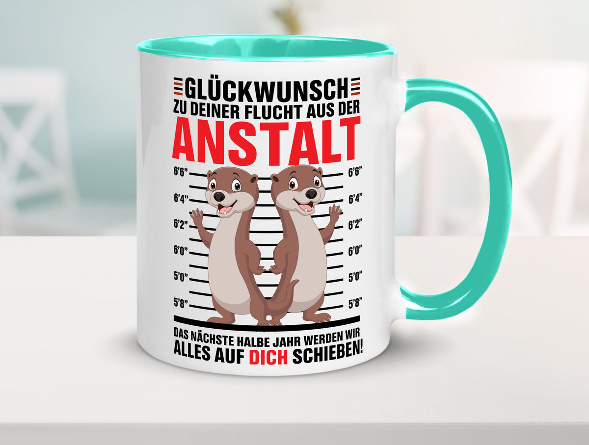 Glückwunch zur Flucht | Jobwechsel Arbeitskollegen Geschenk Arbeit Kollegen Tasse