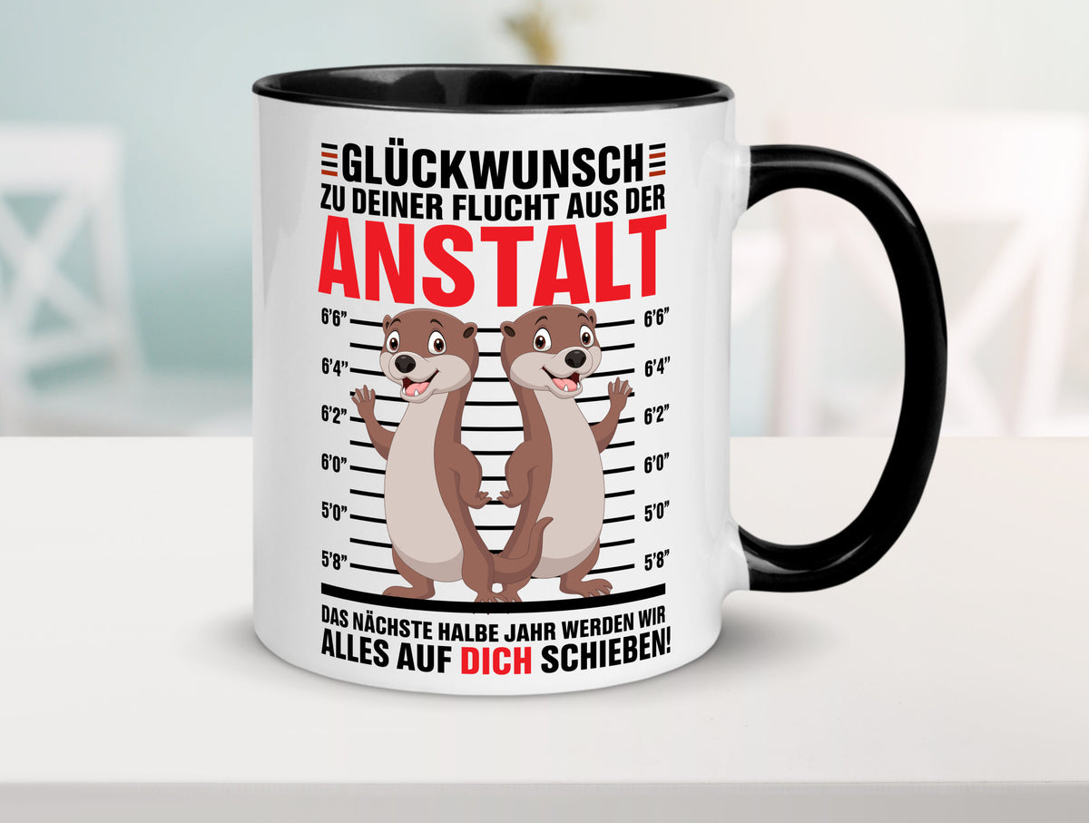 Glückwunch zur Flucht | Jobwechsel Arbeitskollegen Geschenk Arbeit Kollegen Tasse