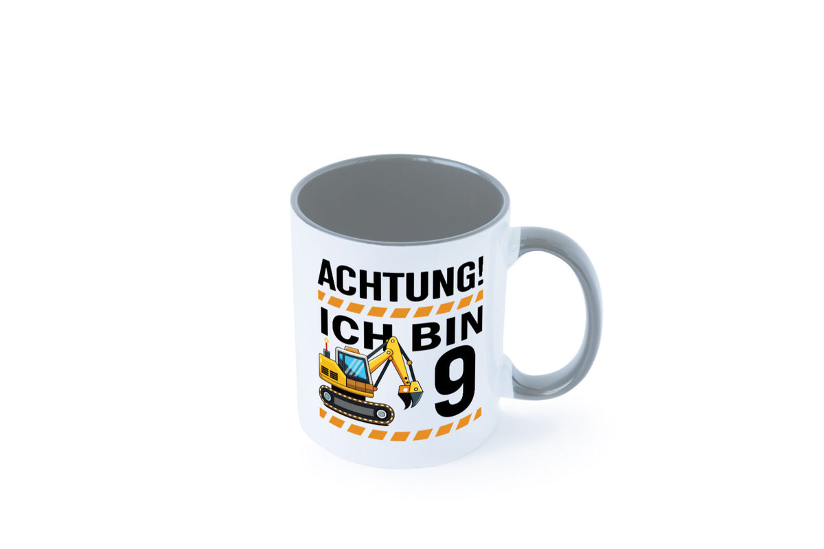 9 Geburtstag Ich bin | Bagger Junge lustiger Spruch Geschenk Geschenkidee Tasse