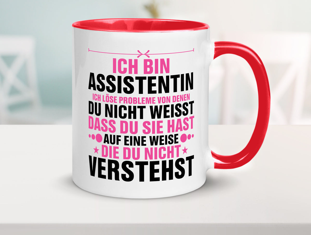 Löse Probleme: Assistentin | Assistenz Hilfskraft lustig Humor Geschenkidee Tasse