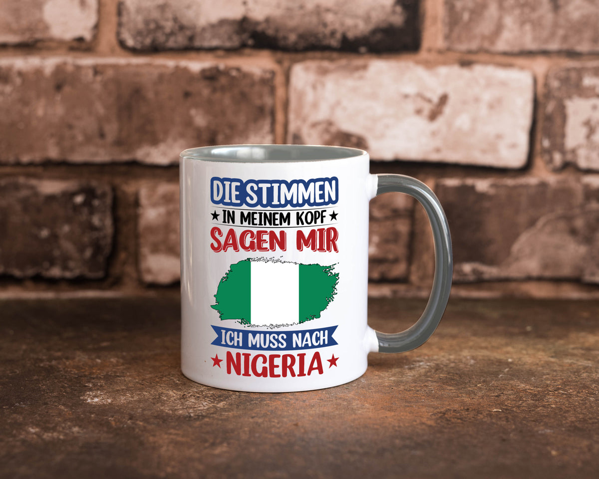 Nigeria | Urlaub Stimmen in meinem Kopf Traumland Geschenk Humor Geschenkidee Tasse