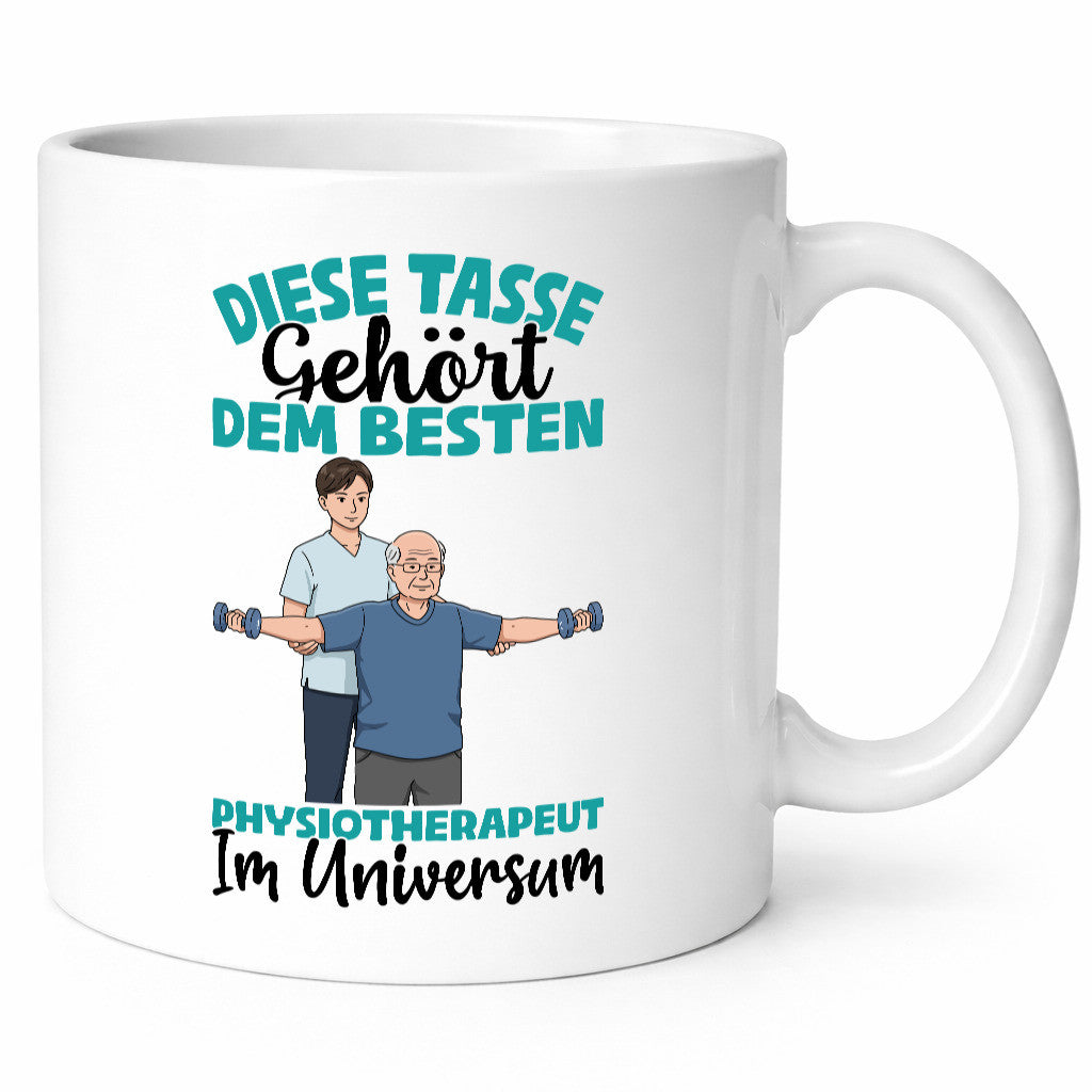 Im Universum: Physiotherapeut Geschenkidee Humor Tasse