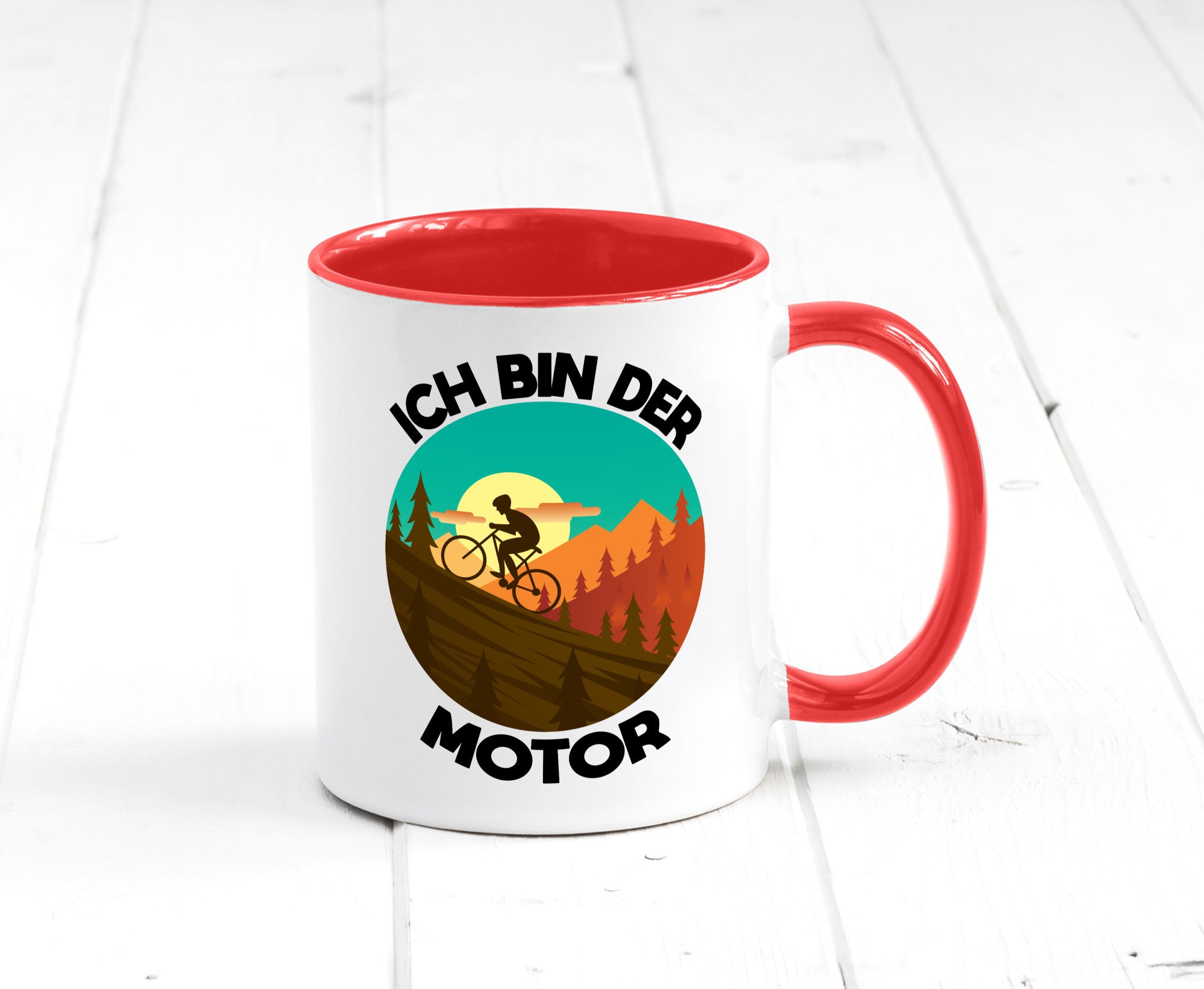 Ich bin der Motor | Mountainbiking Fahrrad Berge Geschenkidee Humor Tasse