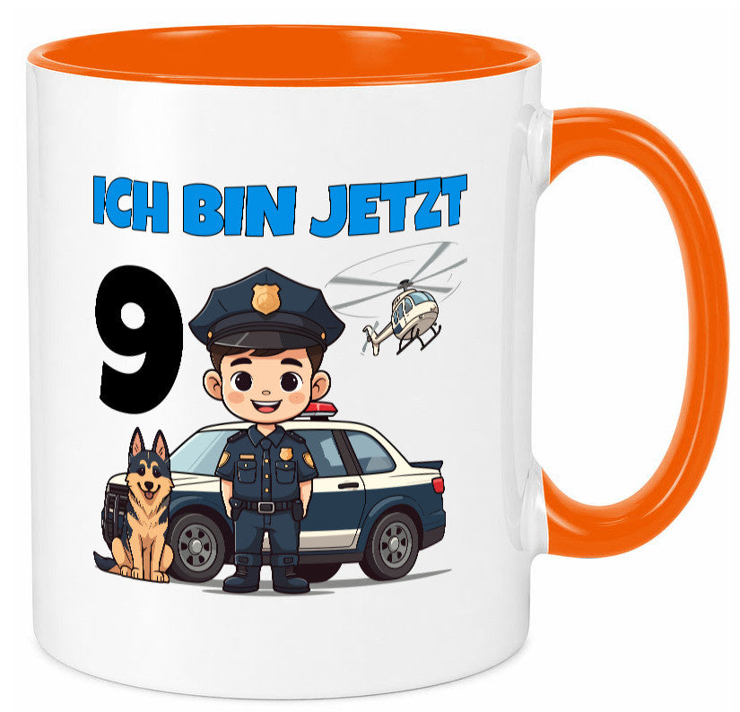 9. Geburtstag | 9 Jahre Polizei Kind Polizeiauto lustig Geschenkidee Geschenk Tasse