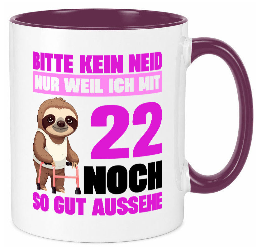 22. Geburtstag | Bitte kein neid Faultier 22 Jahre lustig Geschenkidee Geschenk