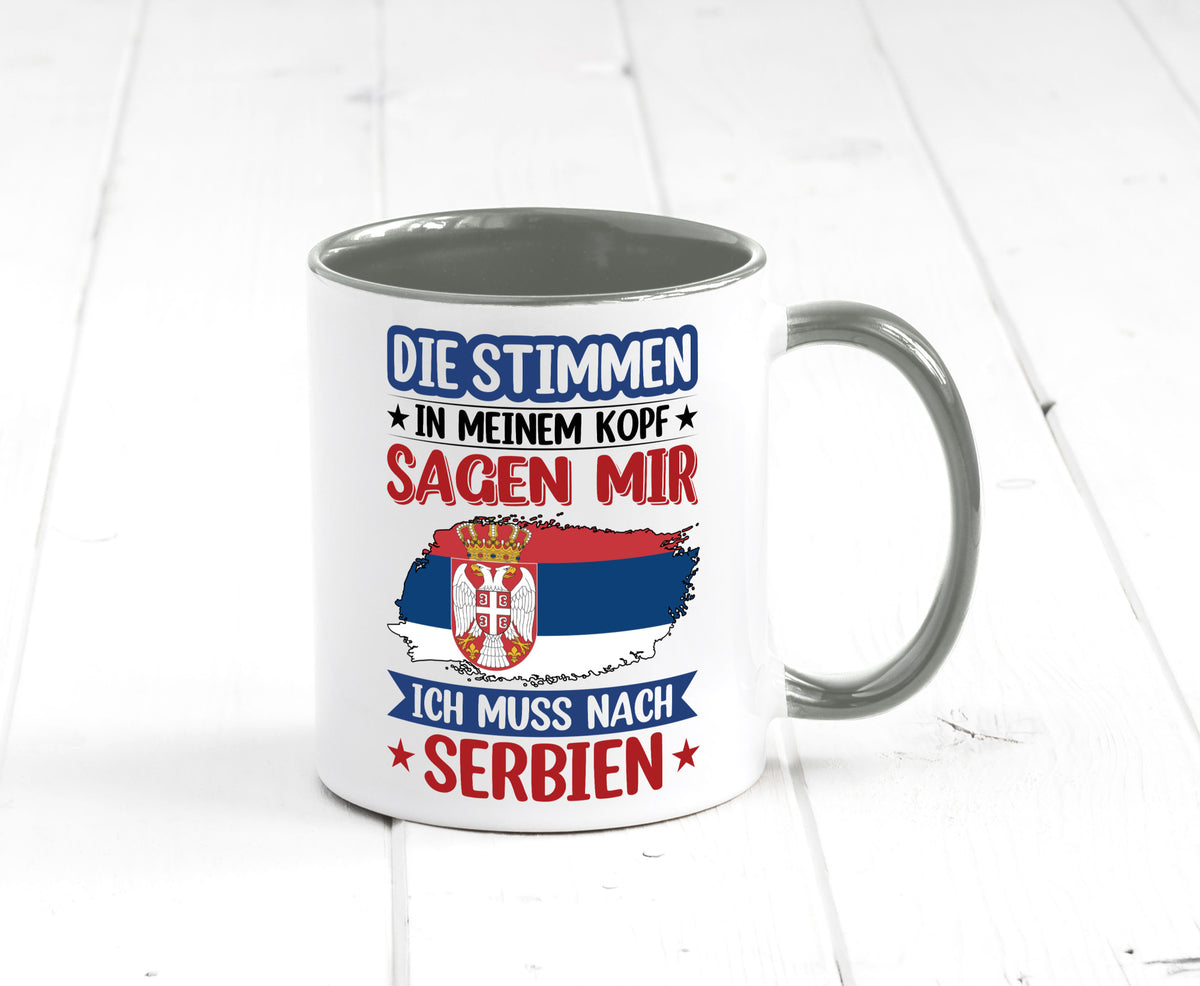 Serbien | Urlaub Stimmen in meinem Kopf Traumland v2 Geschenk Humor Tasse