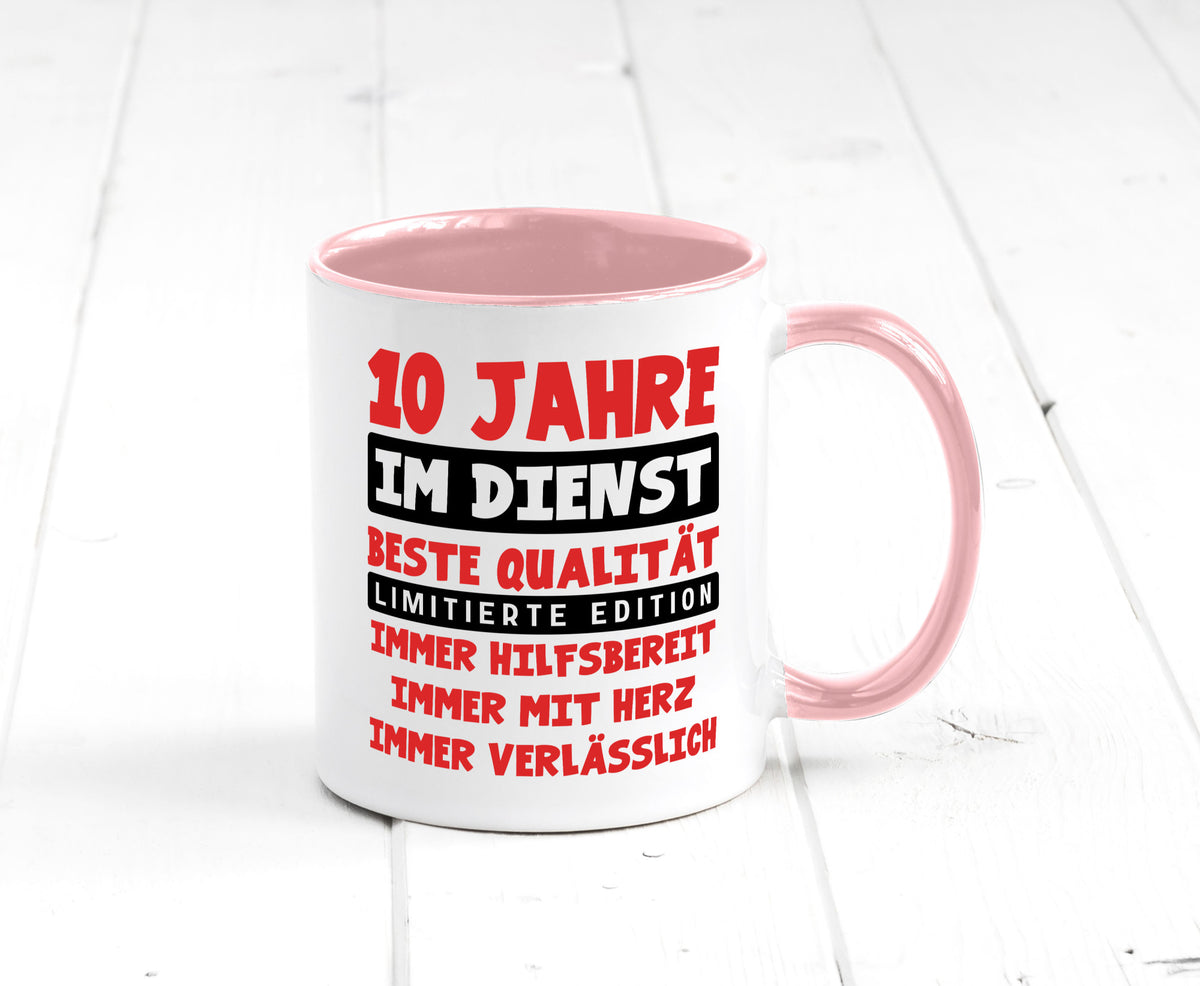 10 Jahre im Dienst | Jubiläum Arbeit v9 lustig Kollegen Büro Geschenk Tasse