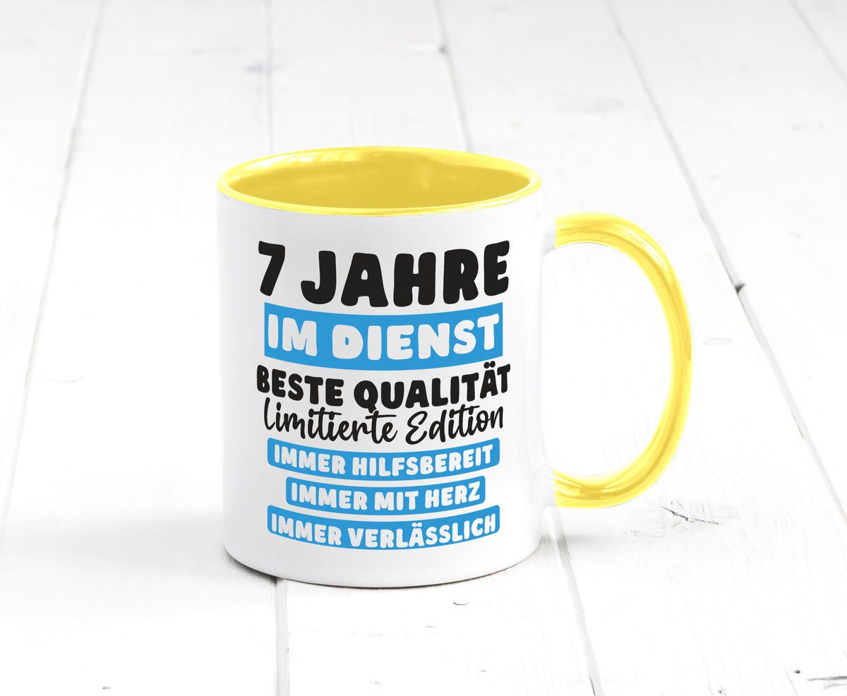 7 Jahre im Dienst | Jubiläum Arbeit v6 lustig Kollegen Büro Geschenk Tasse