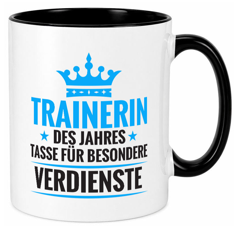 Besonderer Verdienst: Trainerin | Sportverein Humor Geschenk Geschenkidee Tasse