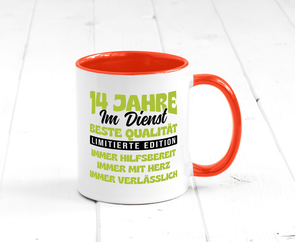 14 Jahre im Dienst | Jubiläum Arbeit v4 Geschenkidee Kollegen Büro Humor Tasse