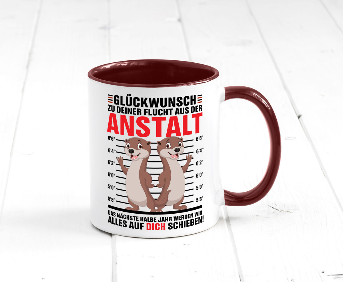 Glückwunch zur Flucht | Jobwechsel Arbeitskollegen Geschenk Arbeit Kollegen Tasse