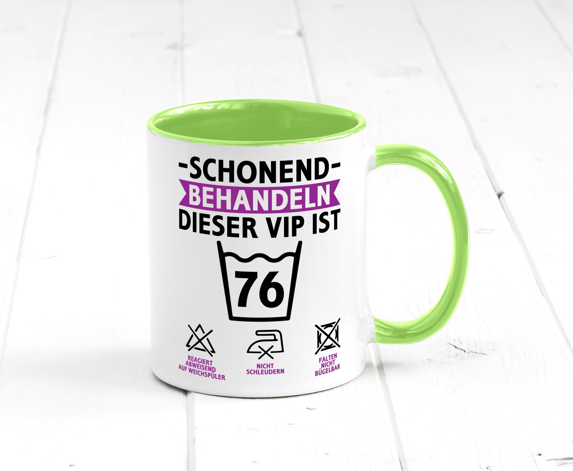 76 Geburtstag | schonend behandeln Jahre v2 Humor Geschenkidee Tasse