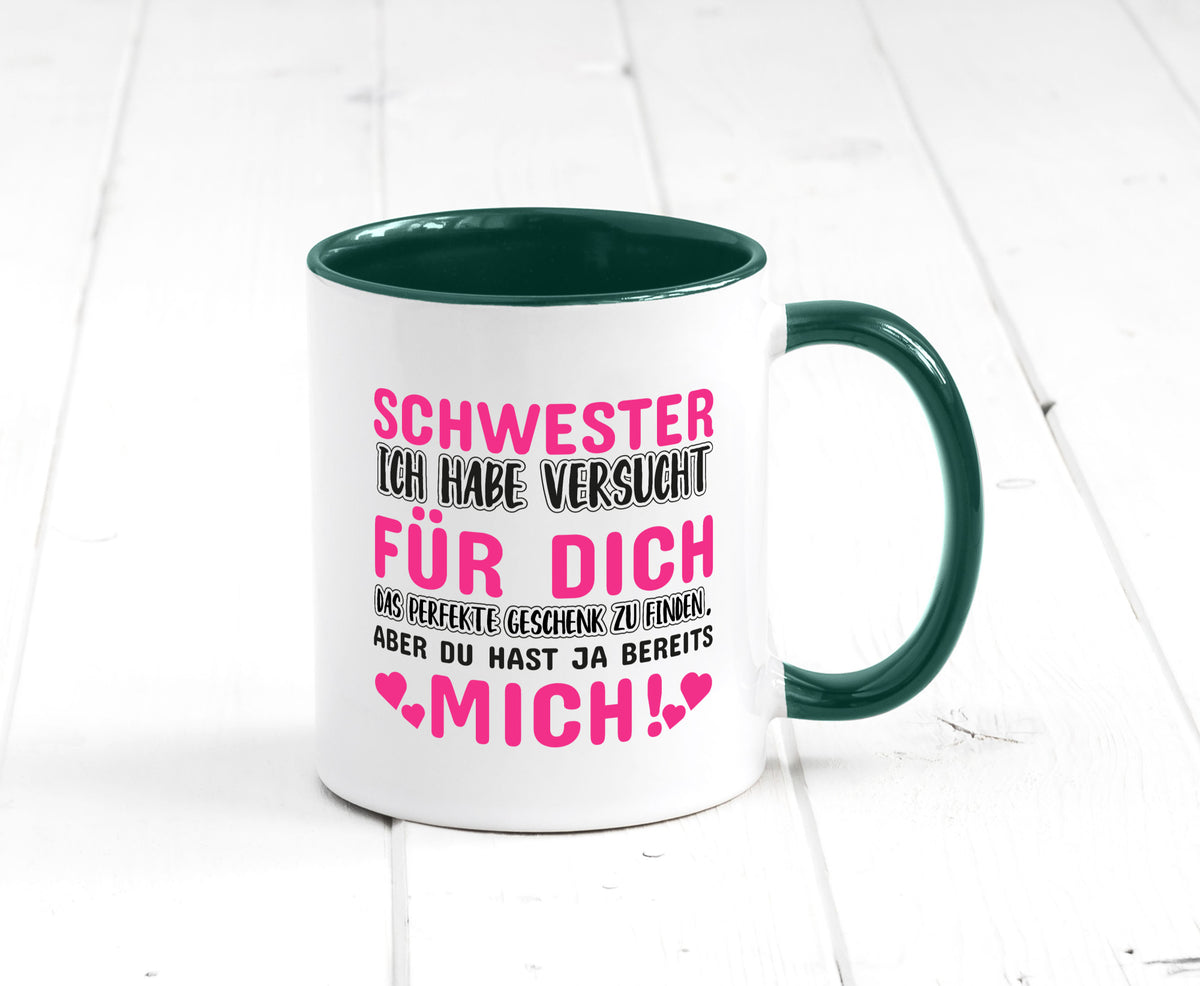 Schwester Tasse | lustiger Spruch Geschwisterliebe v2 Humor Geschenkidee