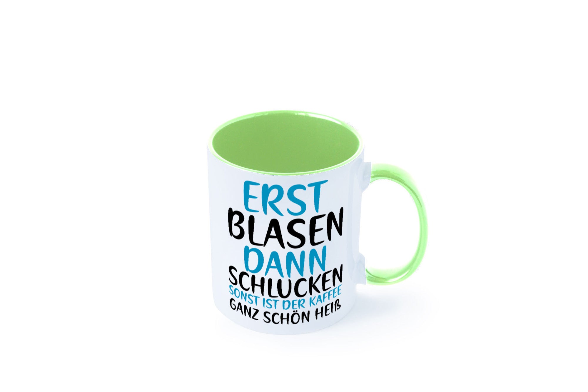 Erst Blasen dann Schlucken | kecker Spruch Lippenstift Geschenkidee Humor Tasse