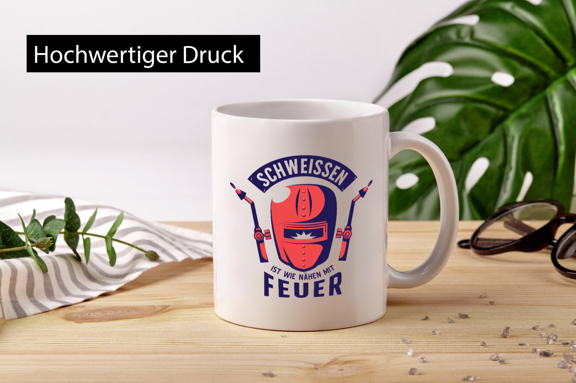 Schweissen, nähen mit Feuer | Schweissmaske Humor Geschenkidee Tasse