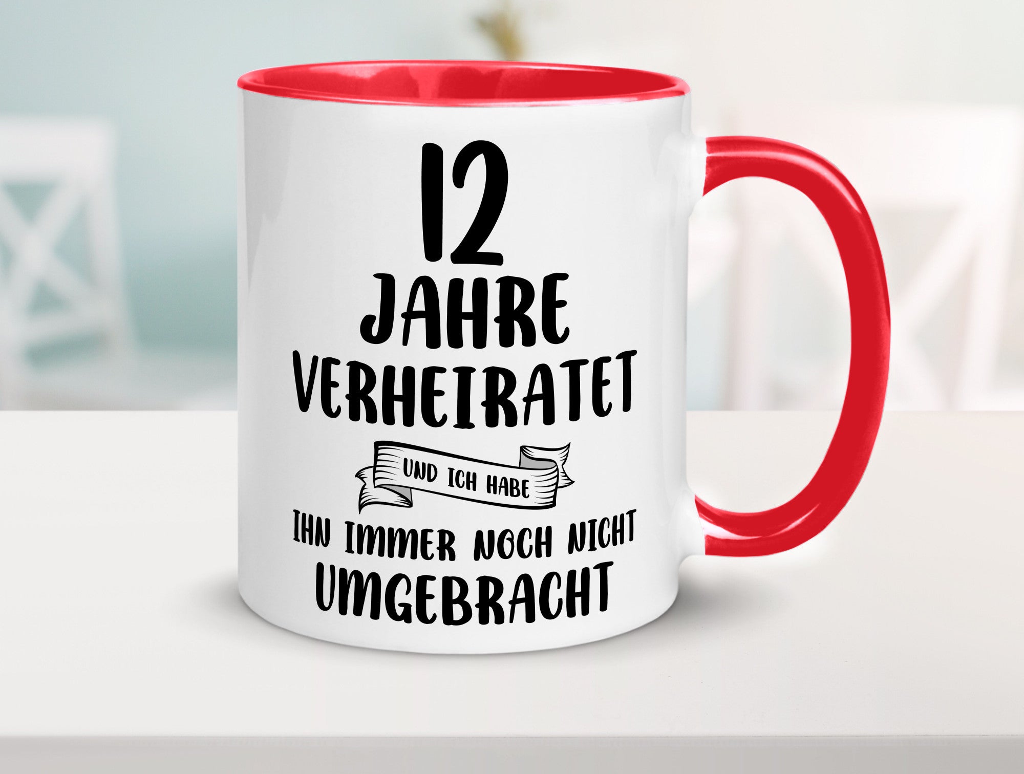 12 Jahre Verheiratet, immer noch am Leben! Geschenkidee Humor Tasse