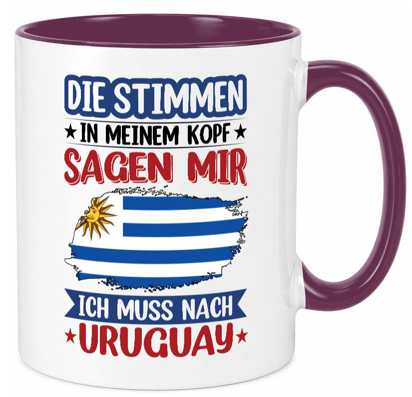 Uruguay | Urlaub Stimmen in meinem Kopf Traumland Geschenk Humor Geschenkidee Tasse