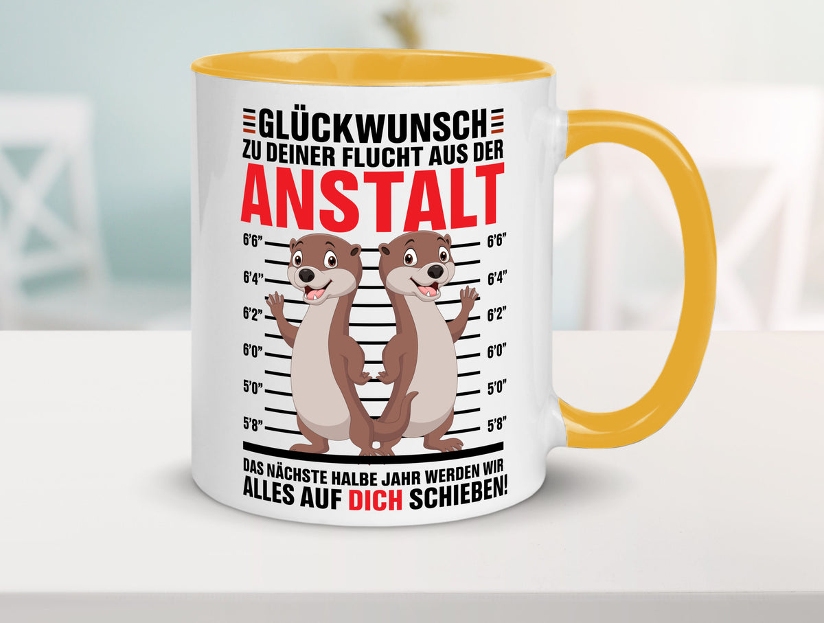 Glückwunch zur Flucht | Jobwechsel Arbeitskollegen Geschenk Arbeit Kollegen Tasse