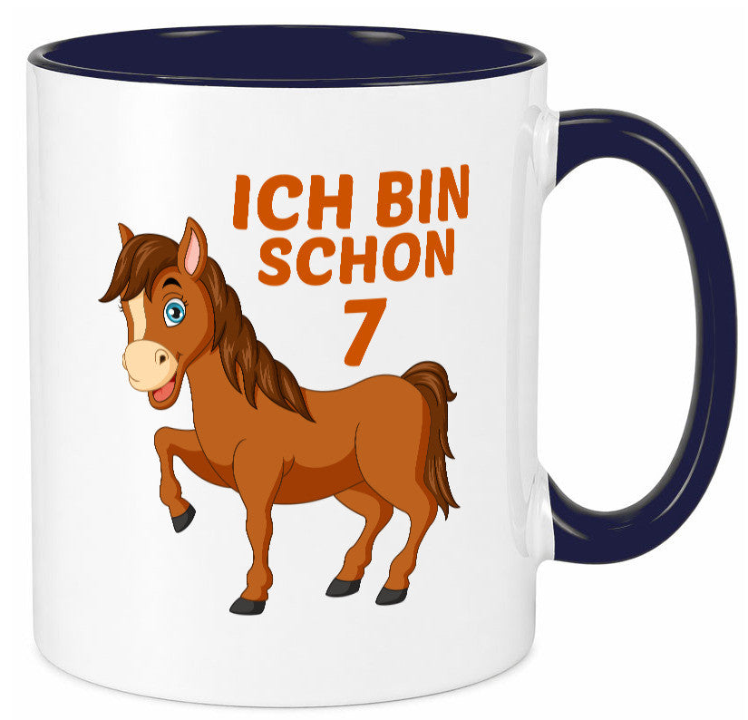 7. Geburtstag | Ich bin schon 7 Pferde Pony Humor Geschenkidee Tasse