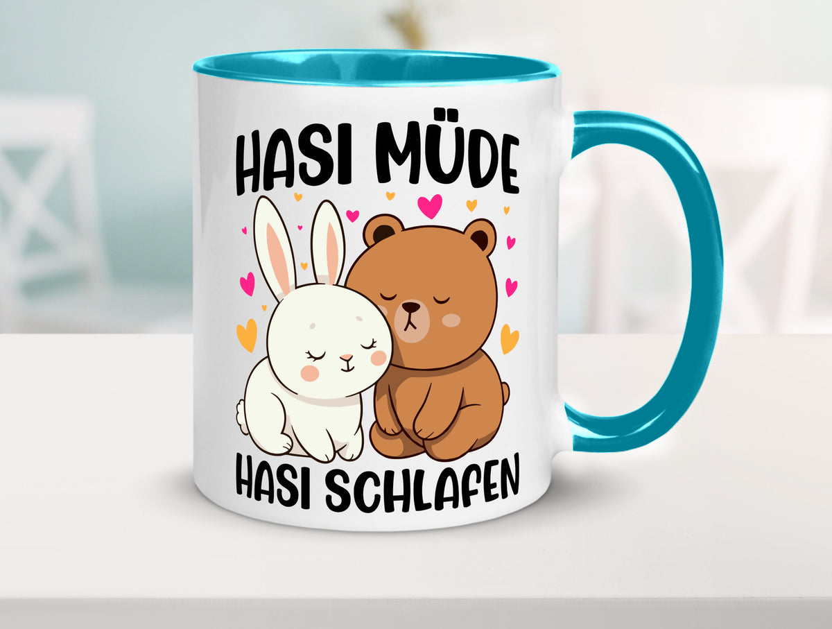 Hasi Müde | schlafen Kaninchen Häschen v2 lustiger Spruch Geschenk Humor Tasse