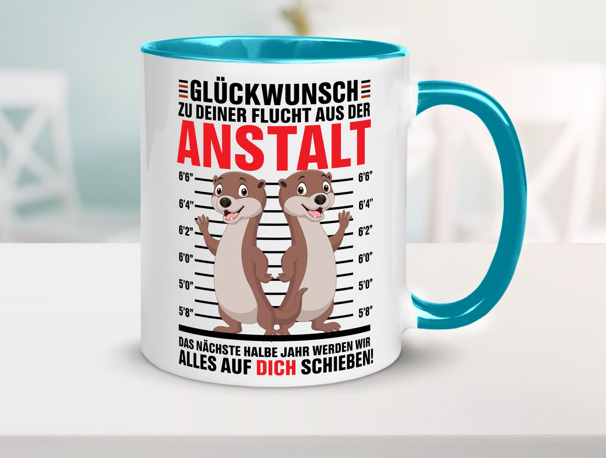 Glückwunch zur Flucht | Jobwechsel Arbeitskollegen Geschenk Arbeit Kollegen Tasse