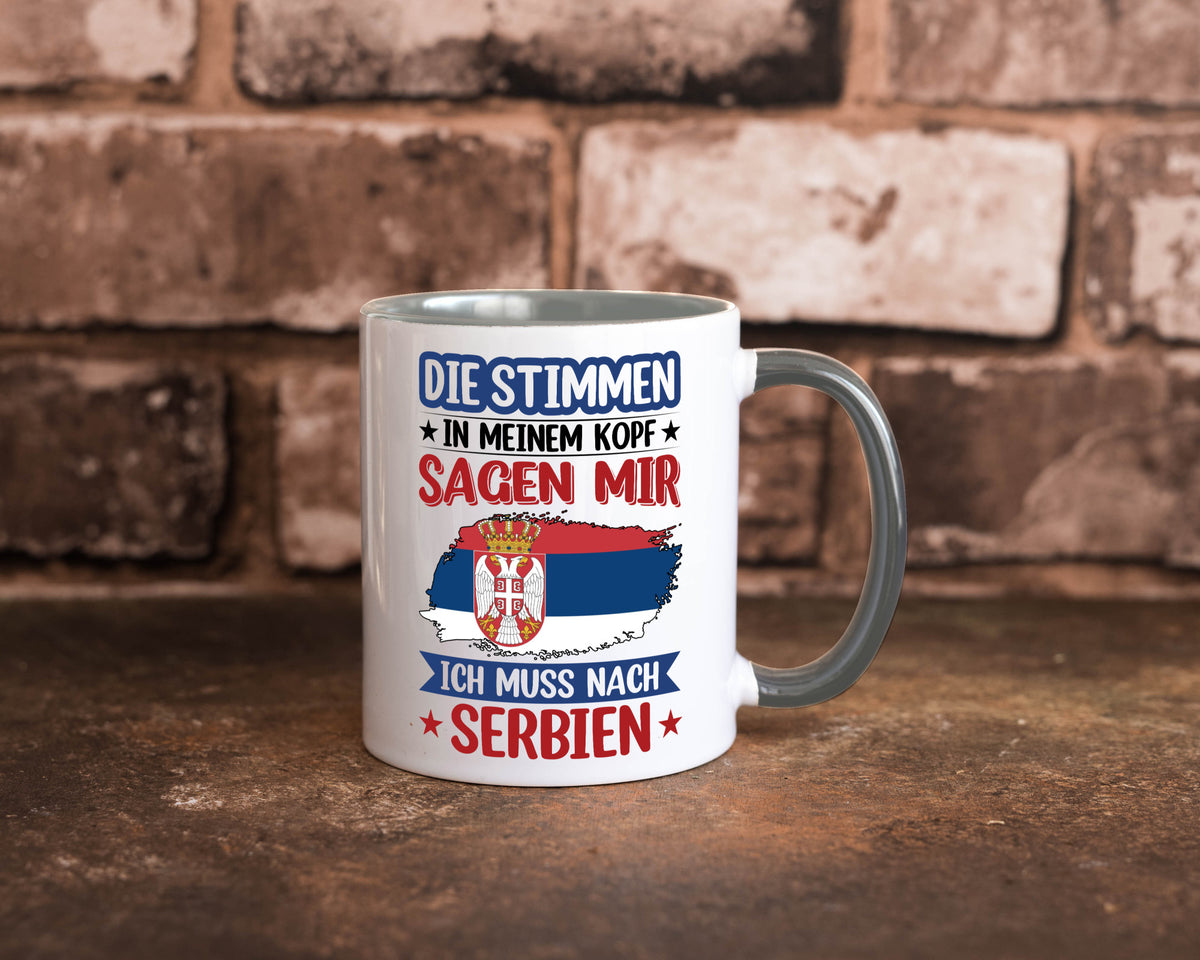 Serbien | Urlaub Stimmen in meinem Kopf Traumland v2 Geschenk Humor Tasse